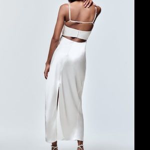 White satin effect cut out dress